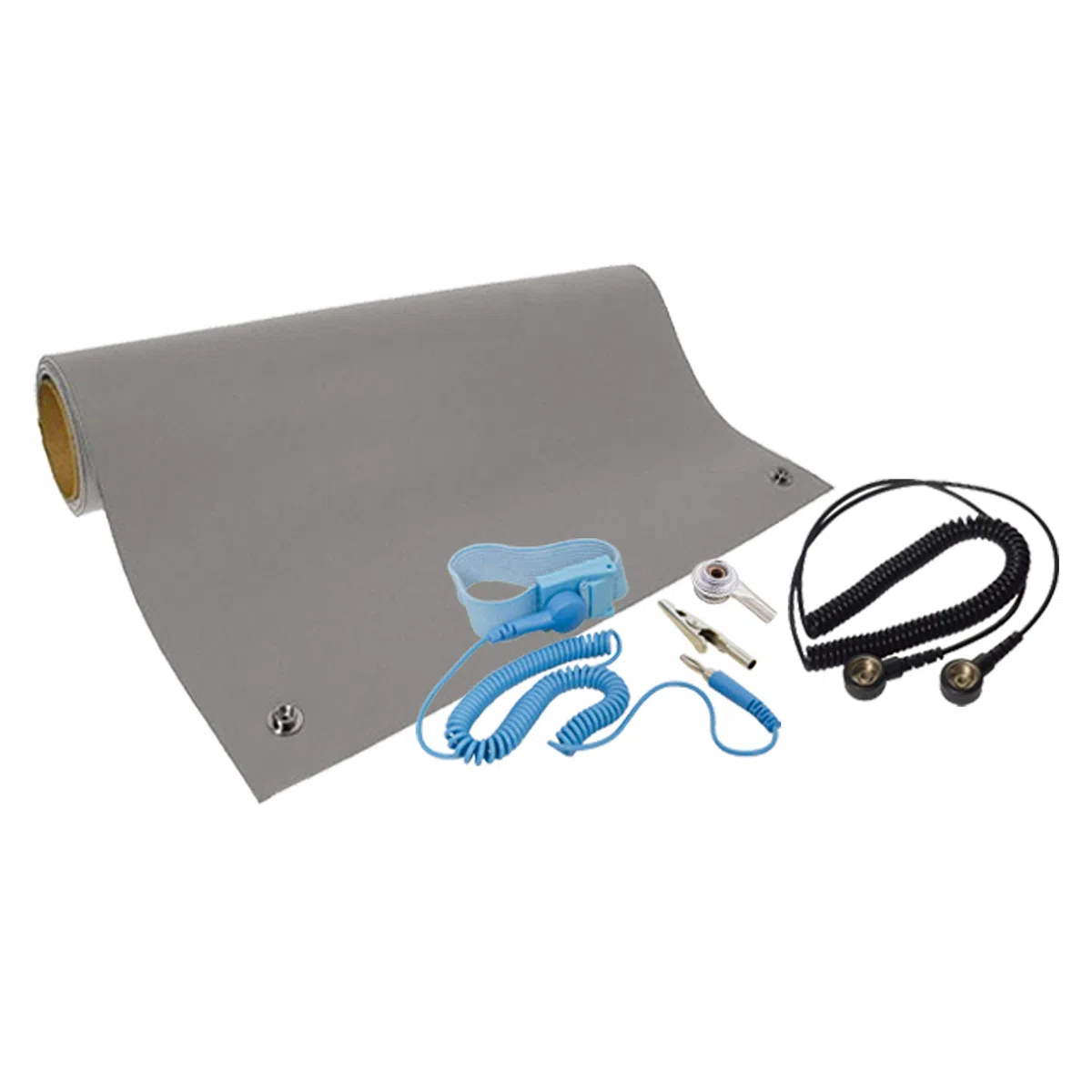 GmbH ESD Schutz professionelle Arbeitsplatz Antistatik Matte 60 x 90 cm Komplettset Armgelenkband, Spiralkabel, Erdungskabel, hitzebeständig, Links/Rechtshändler (Norm-konform EN 61340-5-1)